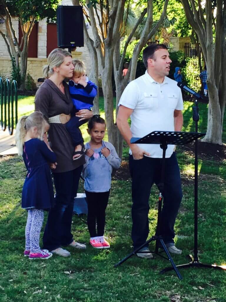 Josh and Christy Howard with their three girls were part of the National Day of Prayer event last week in Steiner. Josh is the youth pastor at Hill Country Bible Steiner Ranch. 