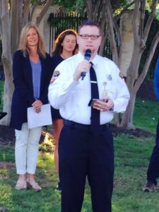 Scott Etkin, retired sheriff and chaplain for Travis County Sheriff’s Office, prayed for the local community at the Steiner event. 